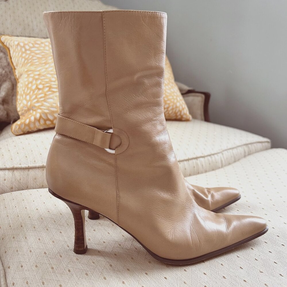 Vintage Nine West Tan leather Ankle booties Womans 8